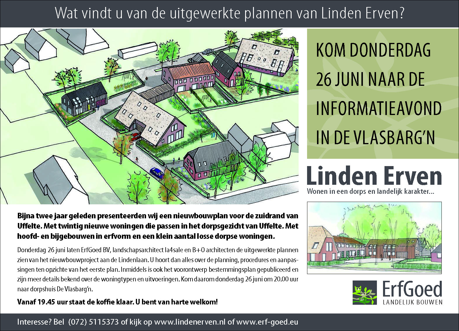 Donderdag 26 juni informatieavond linden erven te Uffelte