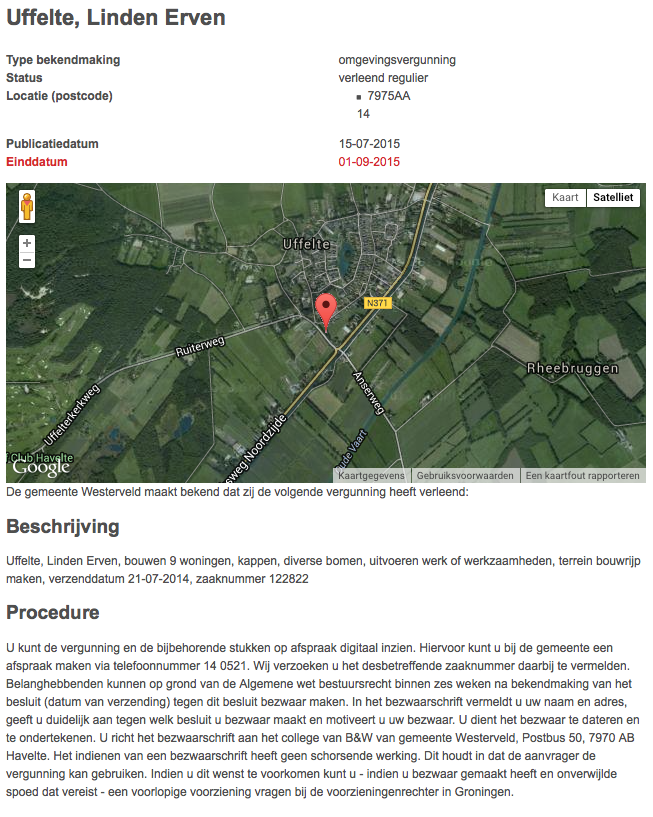 Omgevingsvergunning afgegeven