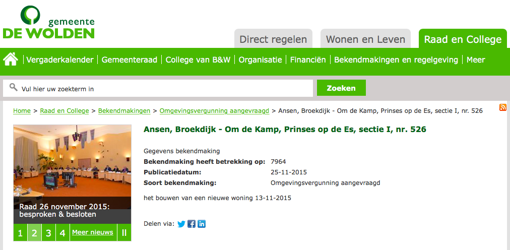 Omgevingsvergunning woning De Boomgaard aangevraagd